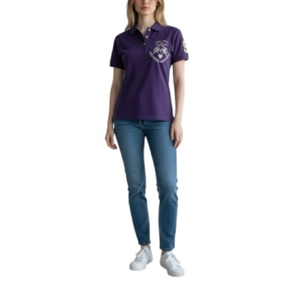 Express Vibrant Purple Cotton Blend Polo Shirt with yellow trim and Logo XS - Picture 7 of 7
